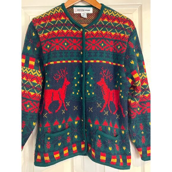 Vintage Christmas Reindeer Cardigan - Picture 6 of 7